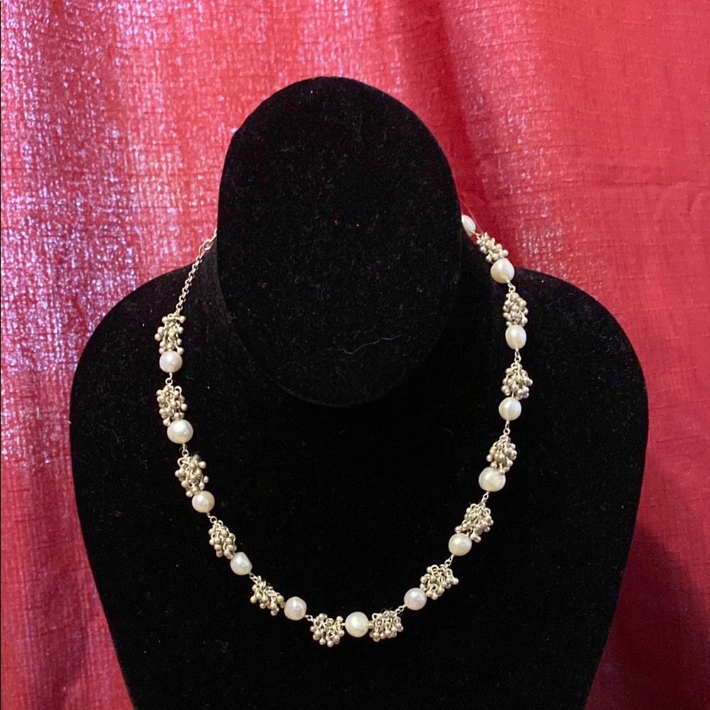 Timeless White and Silver Pearl Necklace